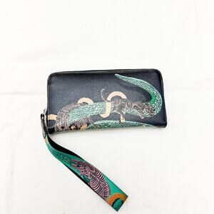 Min & Mon Anastasio Snake x Tiger Wristlet Black Purse Handheld Wallet MINT